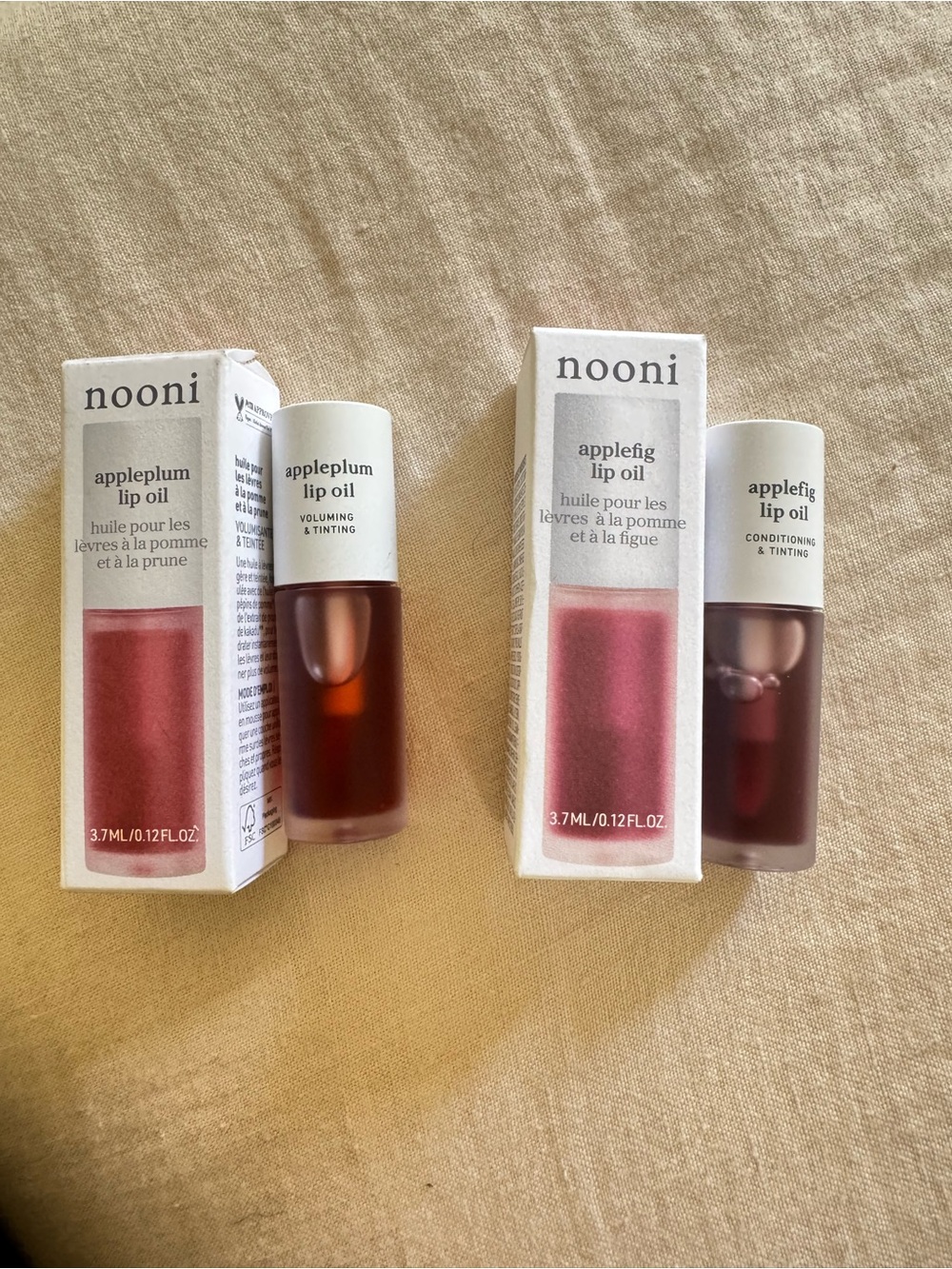 NWT Nooni appleplum + Applefig duo volumizing Lip Tint Oil
